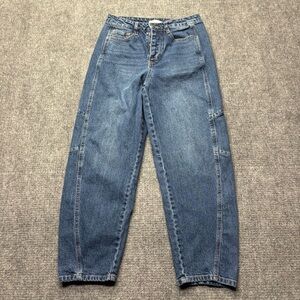 Habitual Jeans Womens 6/28 Blue High Rise Barrel Leg Crop Wide